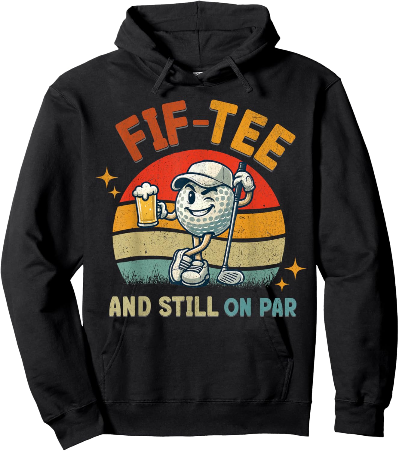 Retro Fif Golf Birthday Party 50th Birthday Golfing Ball Hoodie - Hoodie | Black