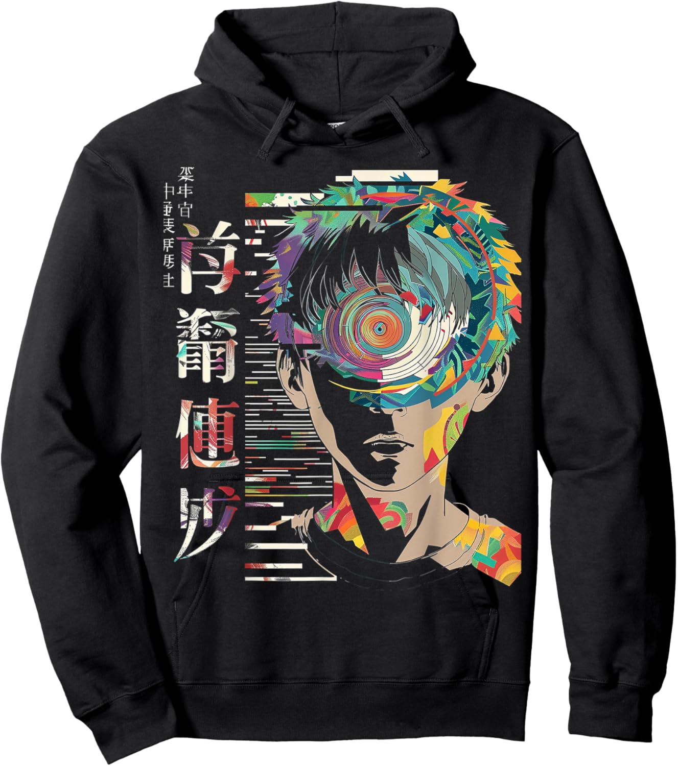 Anime Manga Motif Mandala Artwork Anime Hoodie - Hoodie | Black