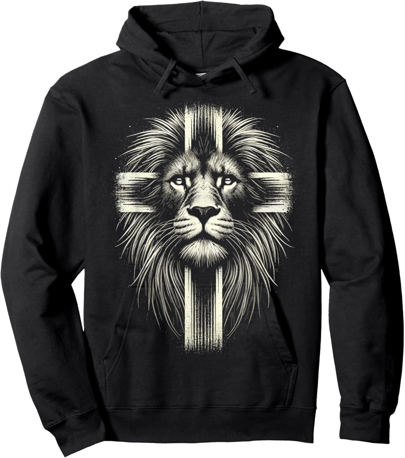 Lion of Judah Cross Christian Hoodie - Hoodie | Black
