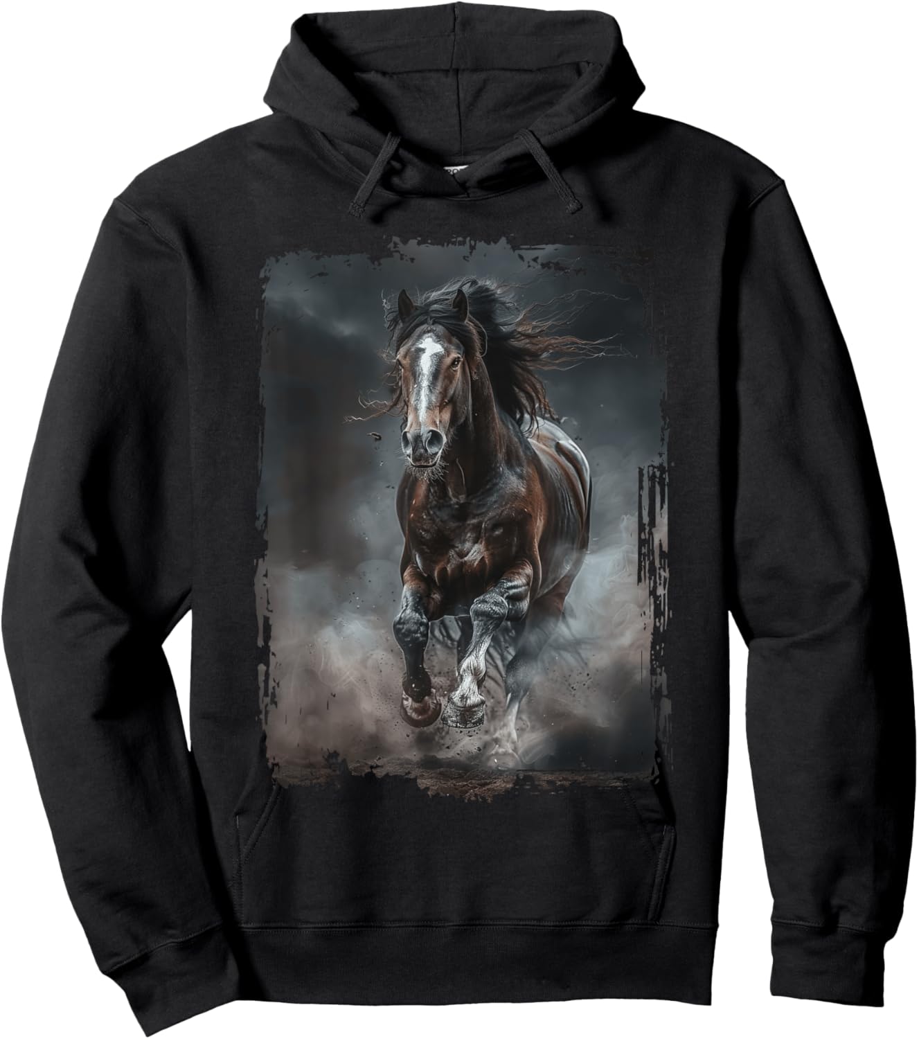 Horse Design Adults Kids Black Animal Print Clydesdale Horse Hoodie - Hoodie | Black