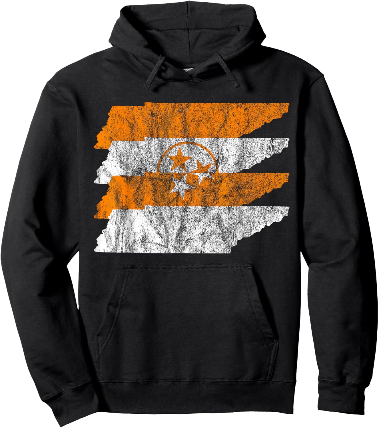 Distressed Vintage Tennessee State Flag Stars Outline Gift Hoodie - Hoodie | Black