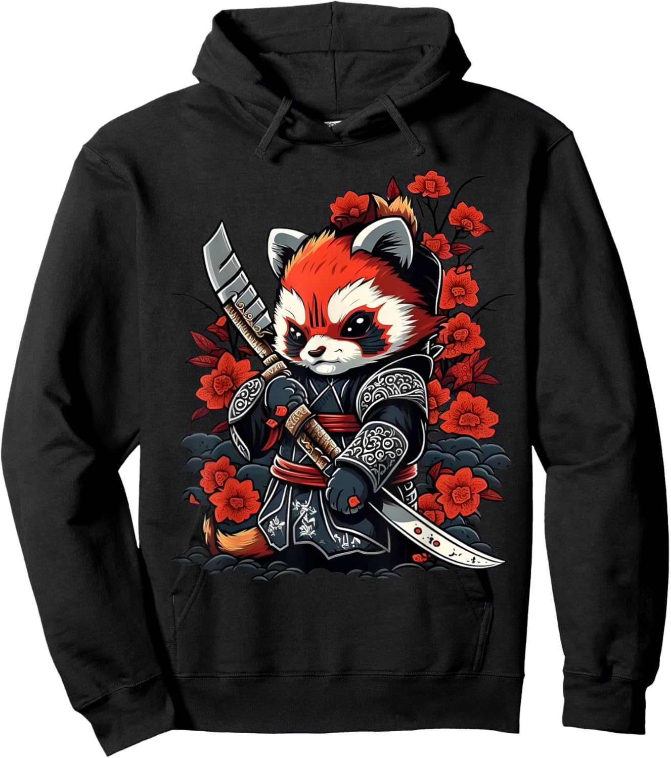 Funny Cute Samurai Kawaii Red Panda Ninja Hoodie - Hoodie | Black