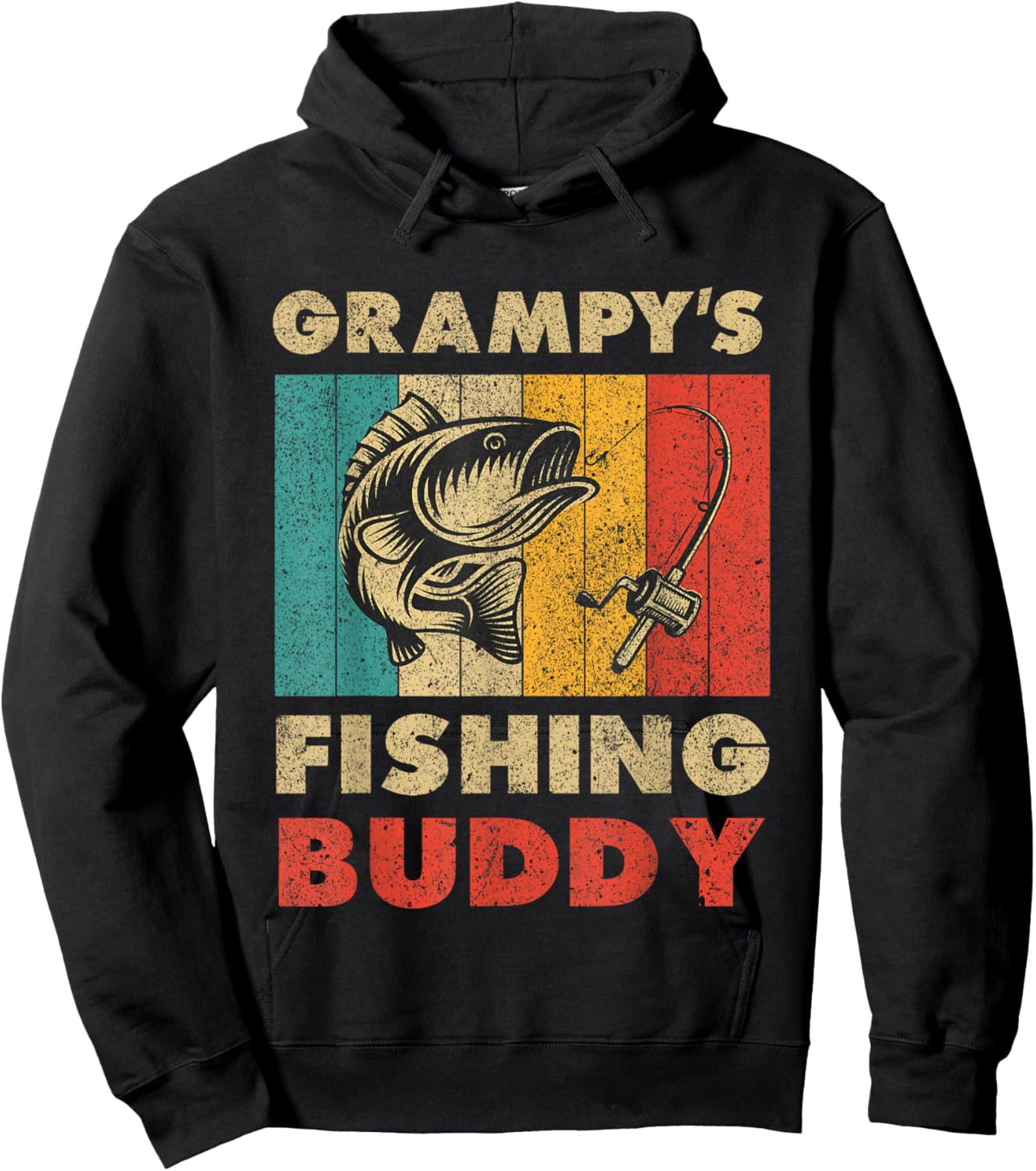 Funny Fishing Grampy's Fishing Buddy Vintage Fishing Hoodie - Hoodie | Black