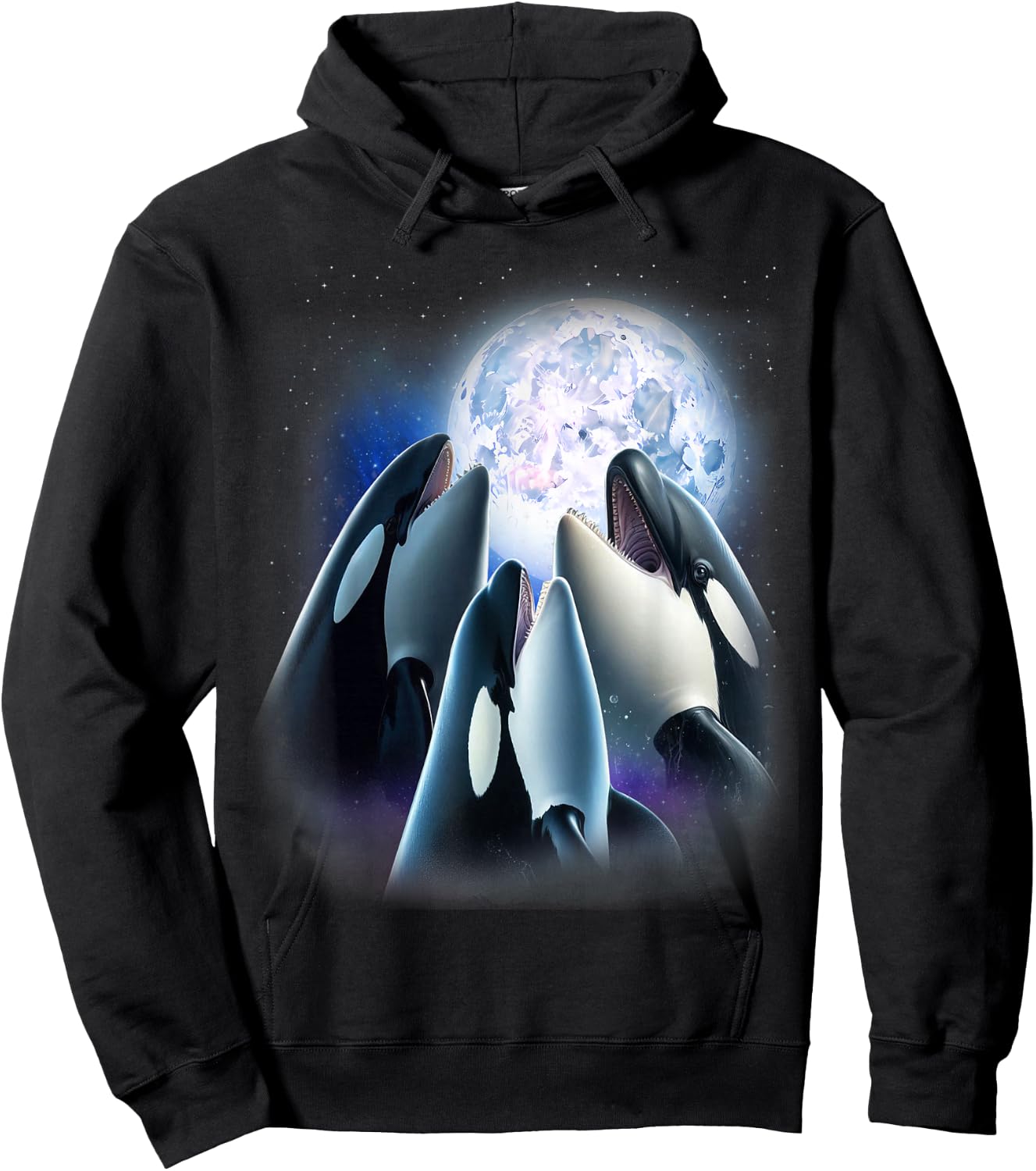 3 Orcas Howling At The Moon Funny Killer Whale Orca Lover Hoodie - Hoodie | Black