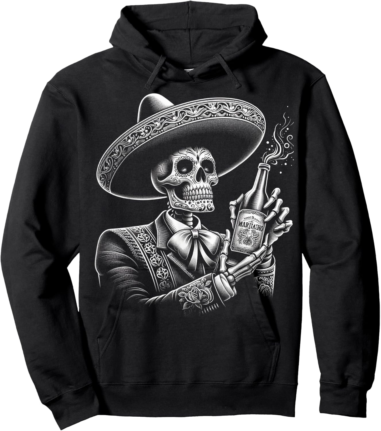 Vintage Skeleton Tequila Mexico Dia De Los Muertos Mexican Hoodie - Hoodie | Black