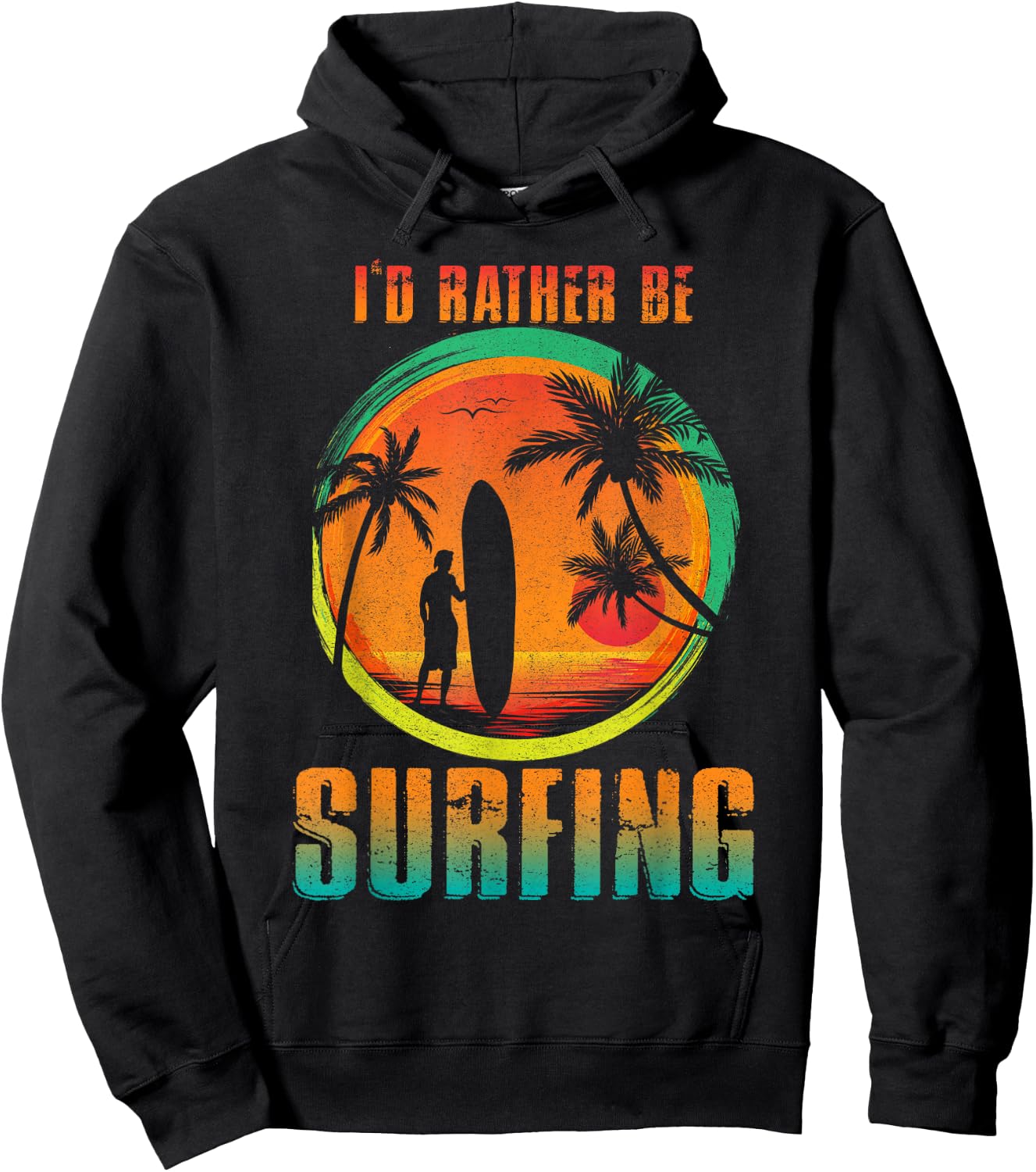 I'D Rather Be Surfing for Surfing and Wave Surfing Life Hoodie - Hoodie | Black