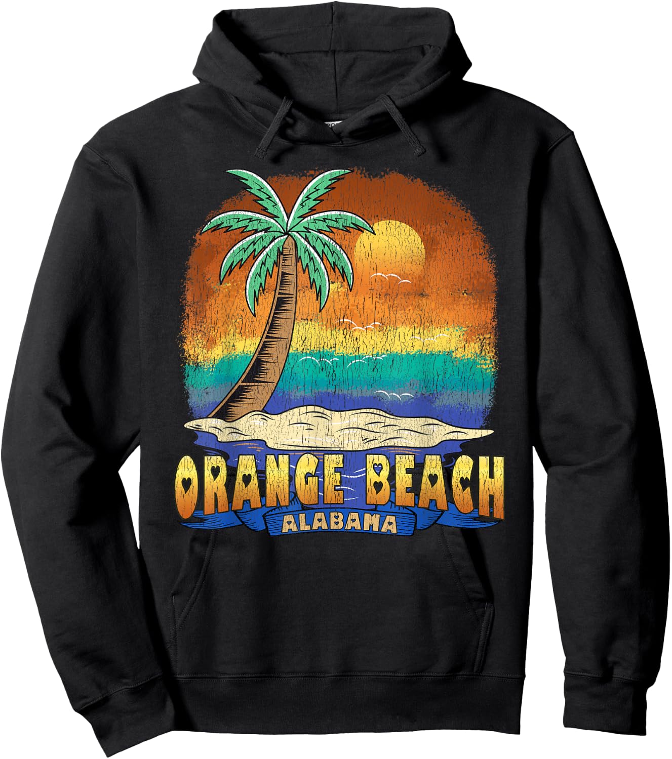 ORANGE BEACH ALABAMA | Vintage Distressed Souvenir Hoodie - Hoodie | Black