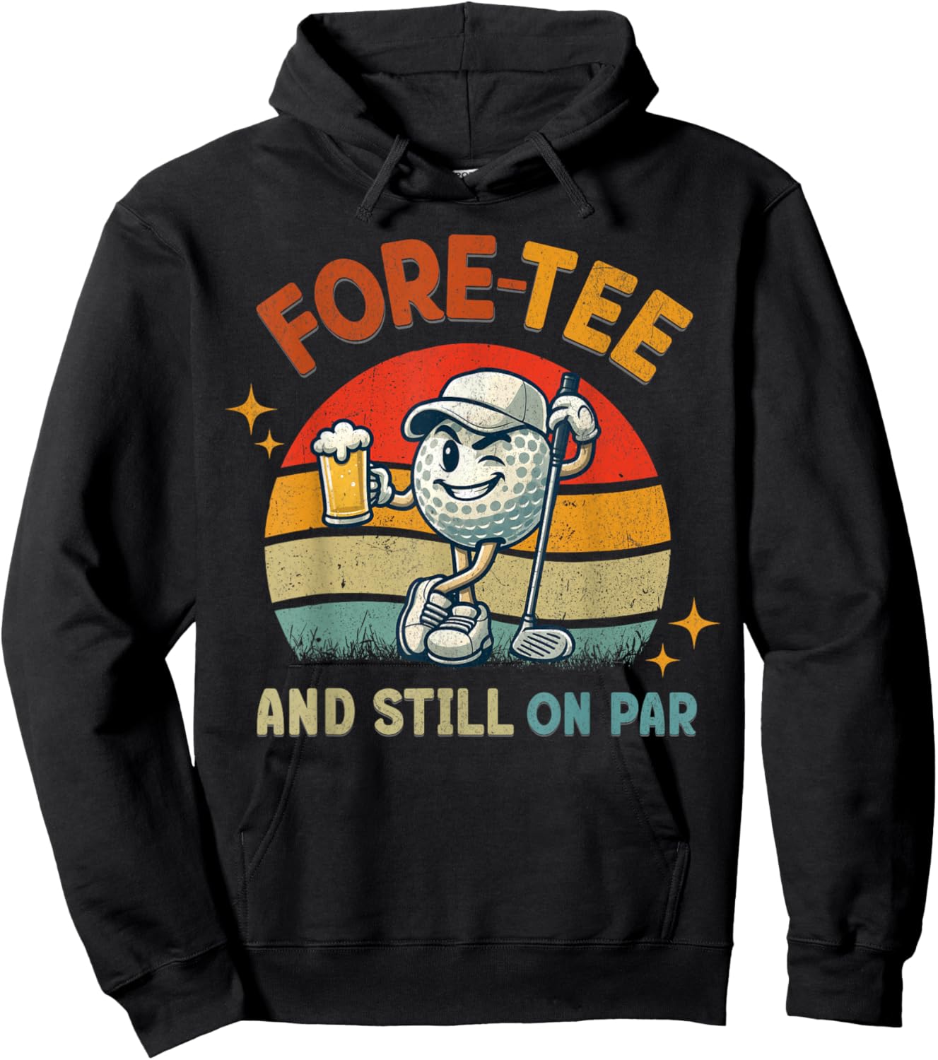 Retro Fore Golf Birthday Party 40th Birthday Golfing Hoodie - Hoodie | Black