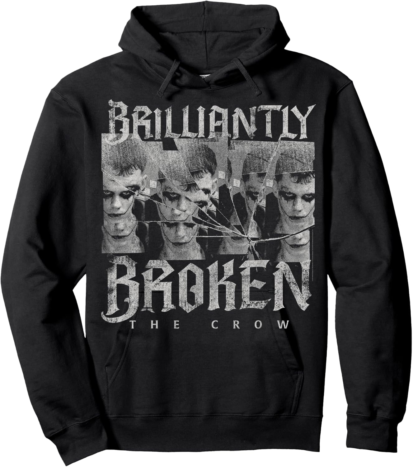 The Crow Official - Grey, Small, Short Sleeve, Letter Print, Modern Classic, Casual, Music Theme Hoodie - Hoodie | Black