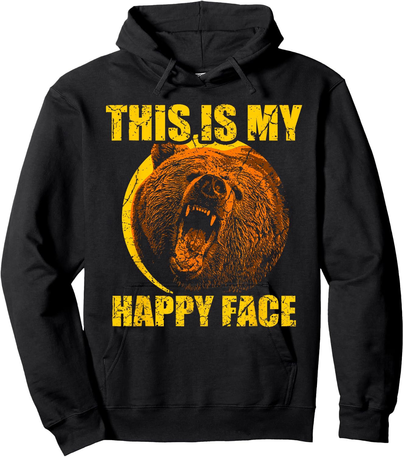 This Is My Happy Face Bear Funny Grizzly Hoodie - Hoodie | Black