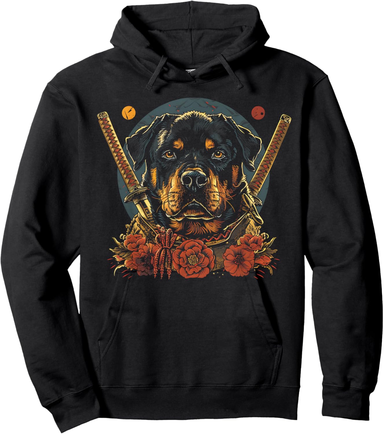 Rottweiler Dad Cute Japanese Anime Stuff Samurai Dog Ninja Women Kids Hoodie - Hoodie | Black