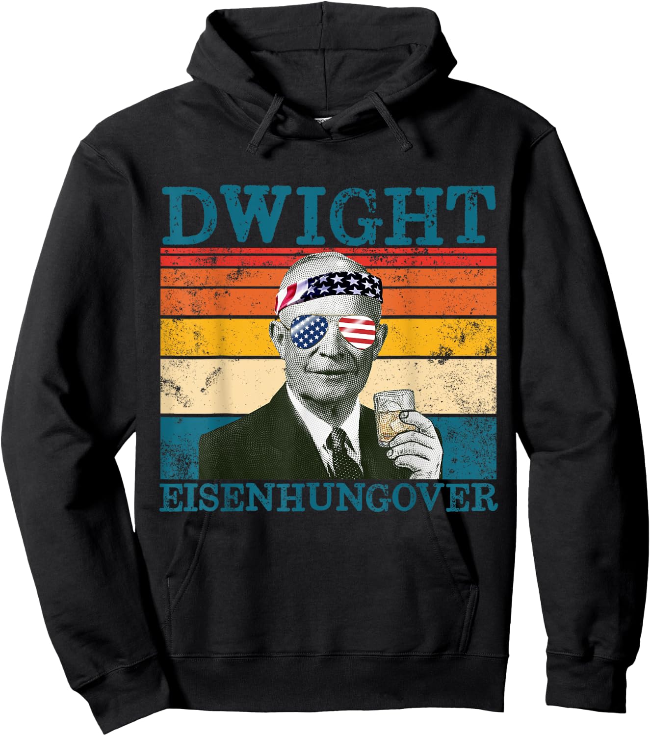 Dwight Eisenhungover Retro Drinking President Eisenhower Hoodie - Hoodie | Black