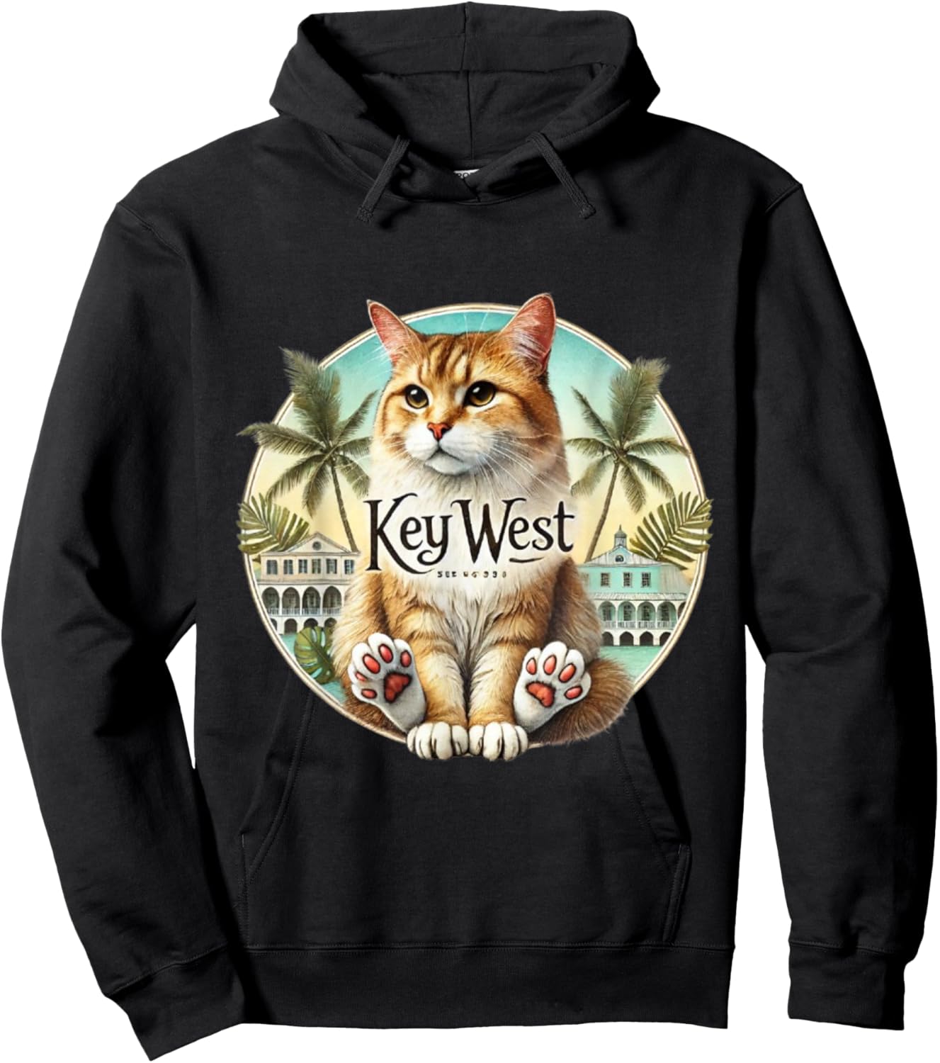 Key West Hemingway Cat 6 Toes Polydactyl Hoodie - Hoodie | Black