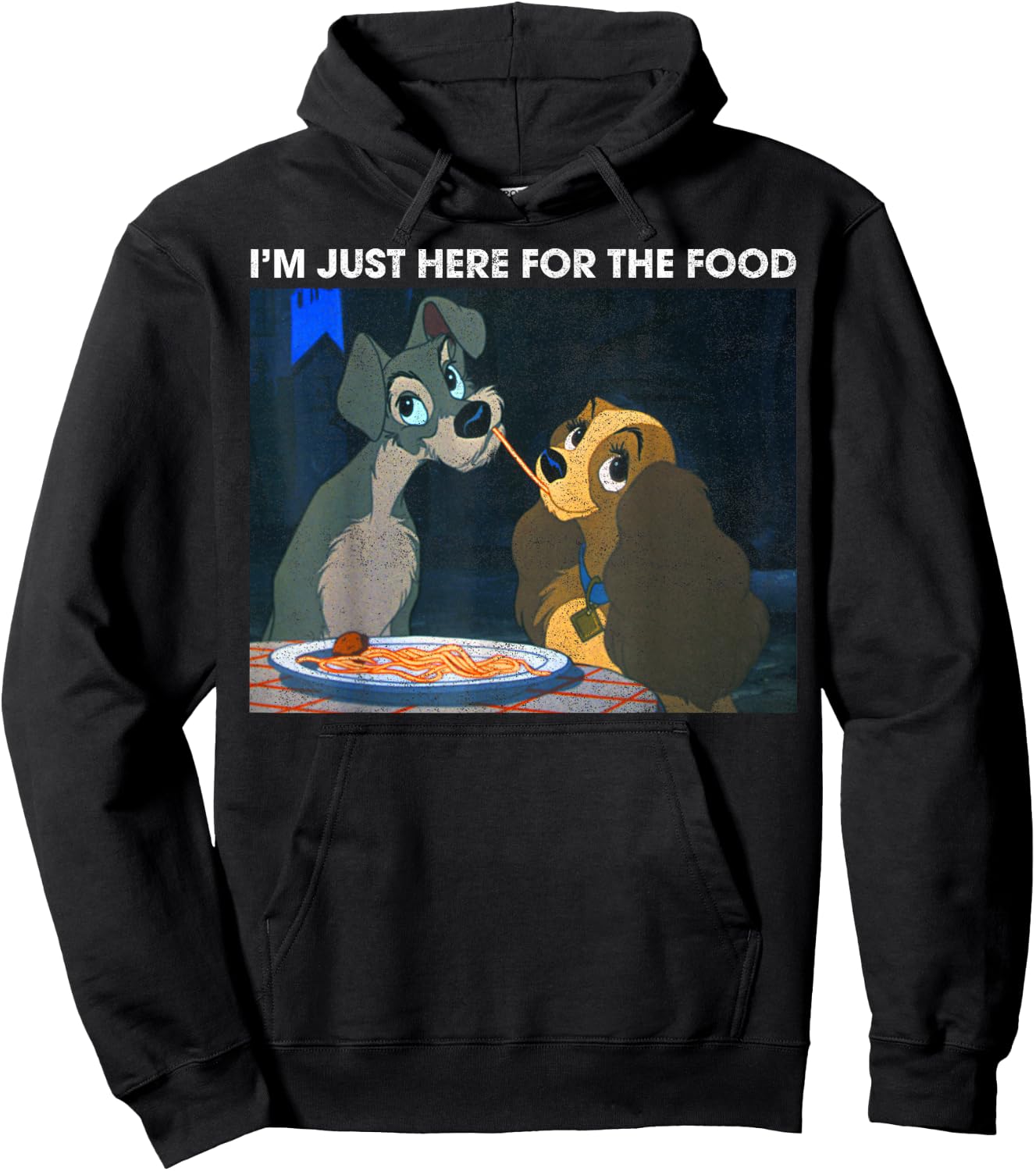 Disney The Lady and The Tramp I'm Just Here for The Food Hoodie - Hoodie | Black