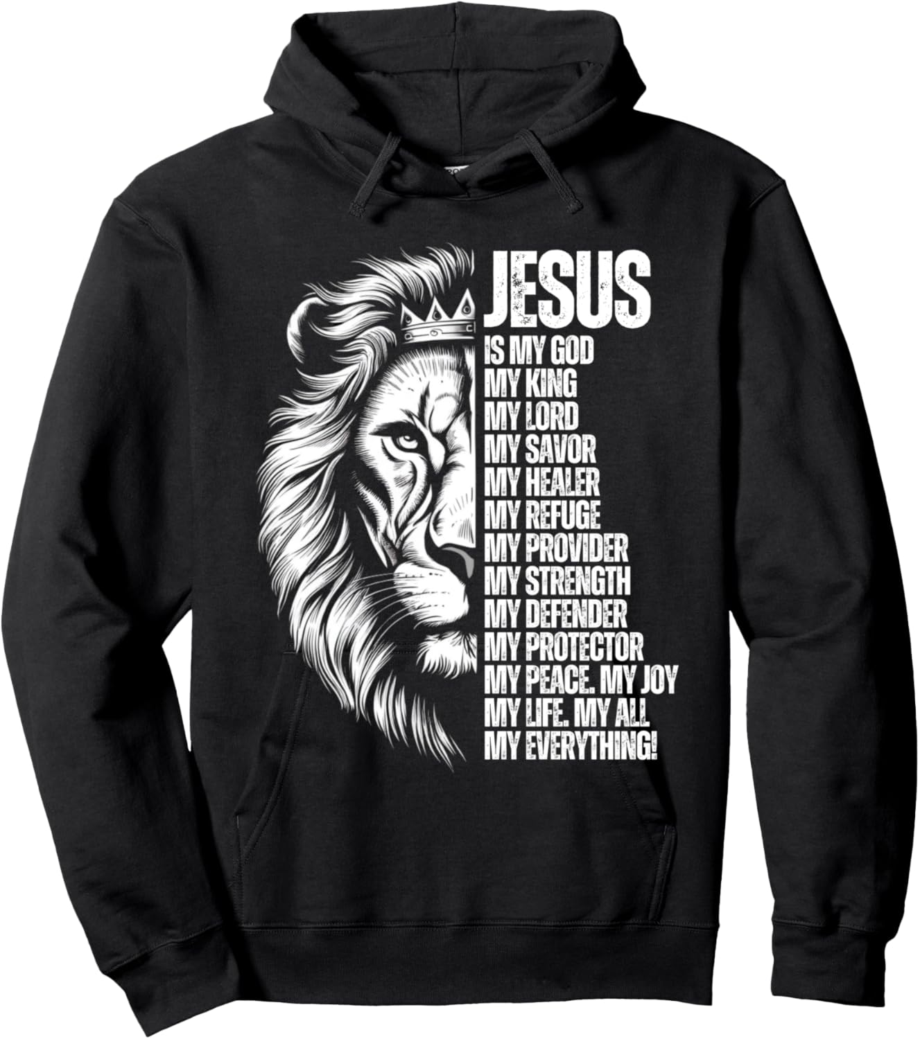Jesus is My God Christian Bible Verse Lion Lord Savior Hoodie - Hoodie | Black