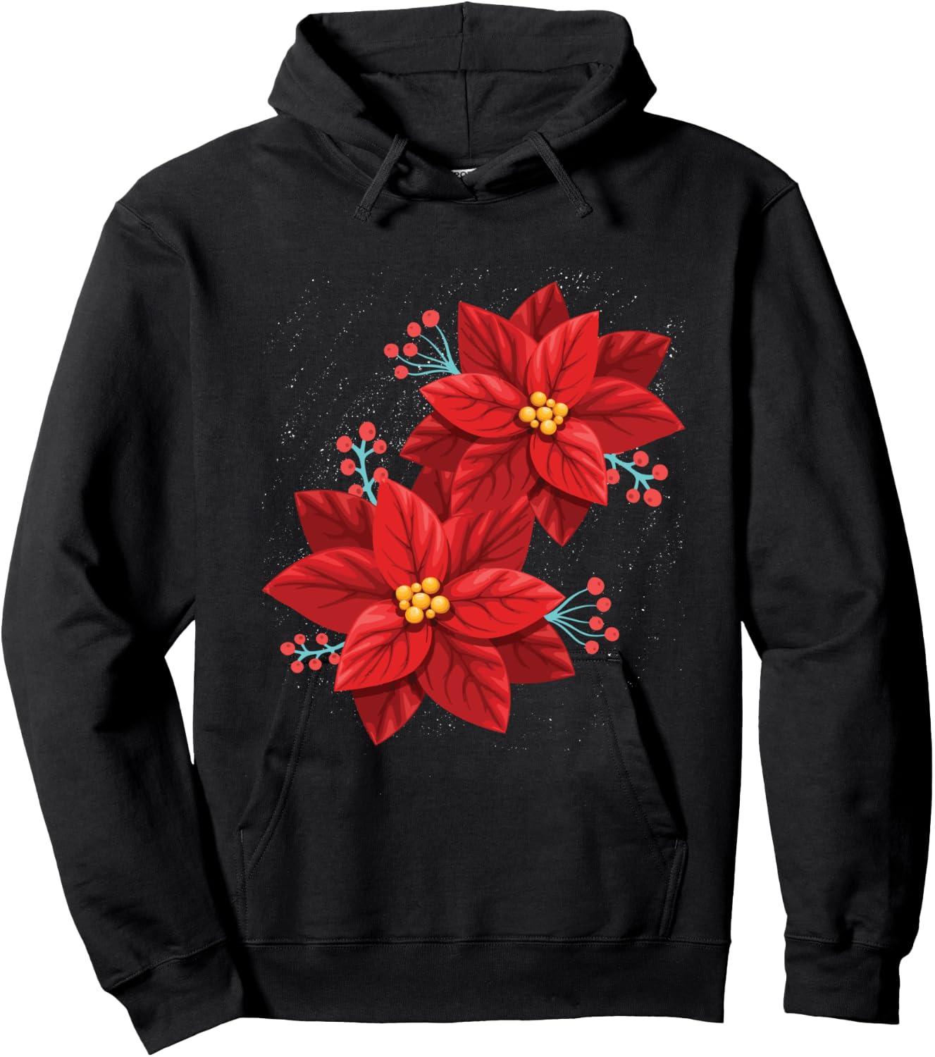 Red Poinsettia - Merry Christmas Flower - Happy Xmas Gift Hoodie - Hoodie | Black