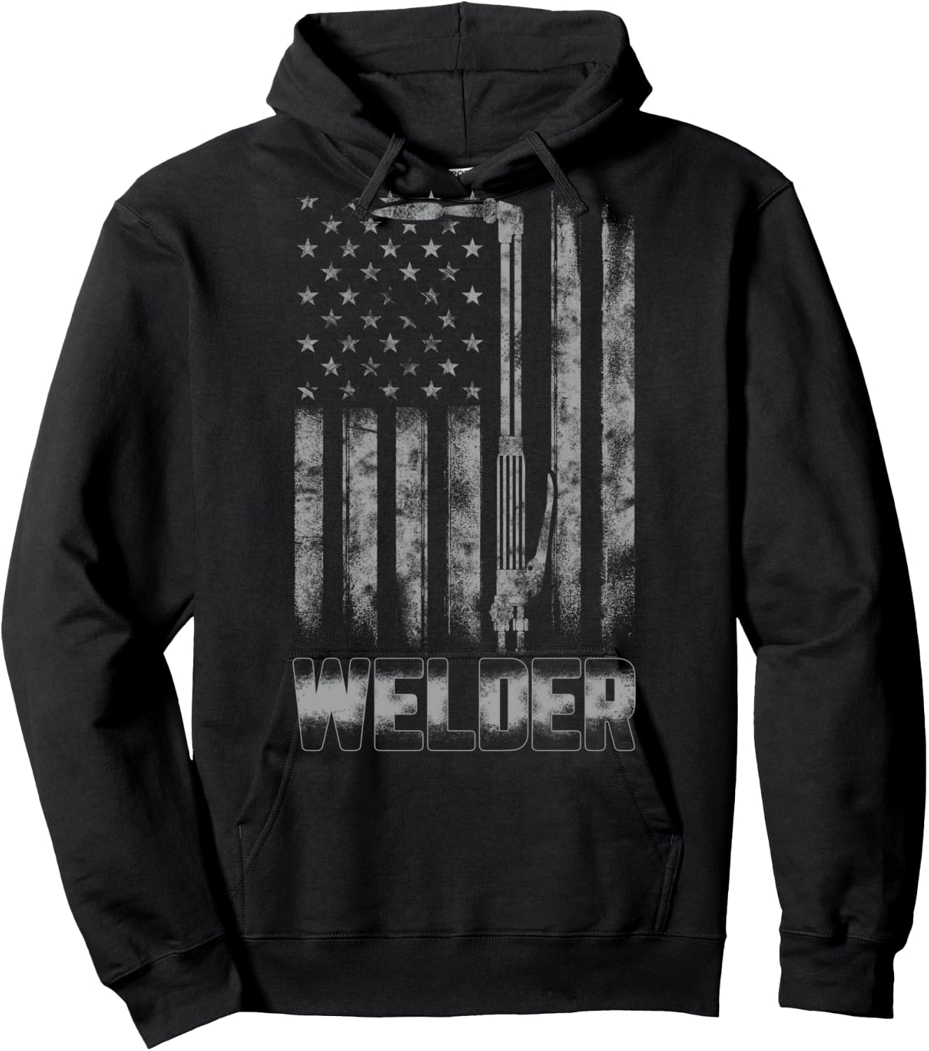 Distressed Welder American Flag Shirt USA Patriotic Welder Hoodie - Hoodie | Black
