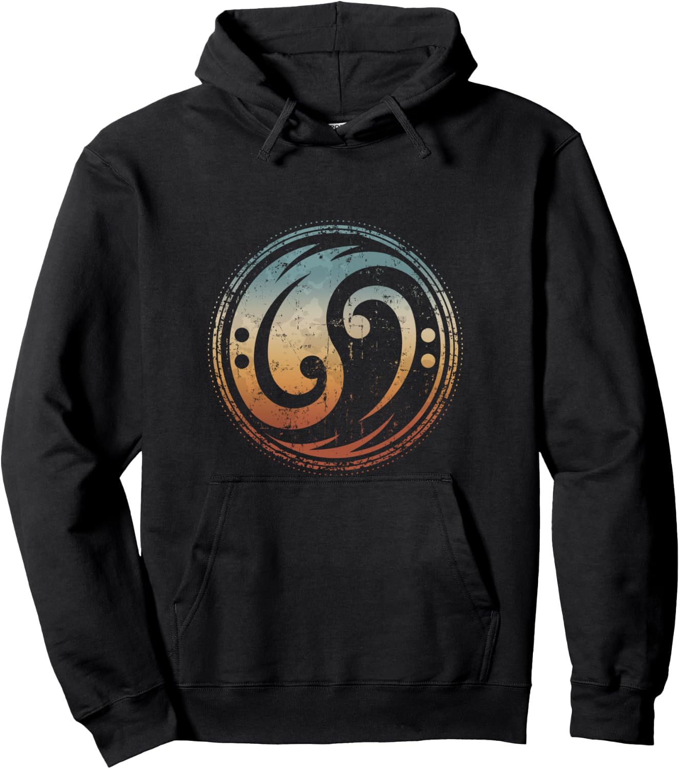 Bass Guitar Clef Yin Yang Vintage for Bassist & Bass Player Hoodie - Hoodie | Black