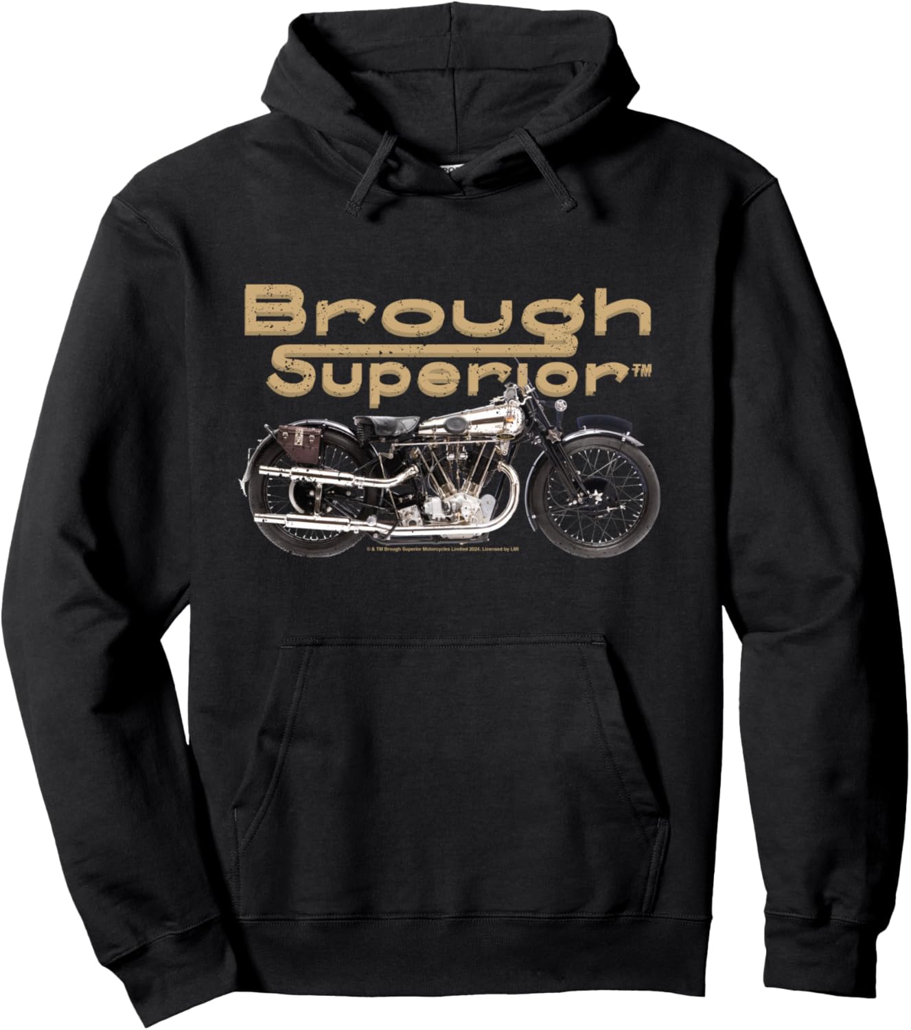 Brough Superior Logo with motorcycle photo Hoodie - Hoodie | Black