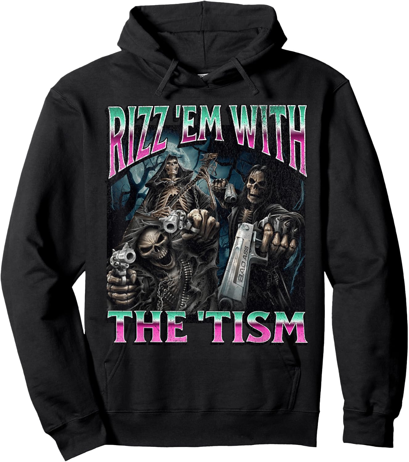 Rizz'em With The 'Tism Funny Hard Skeleton Meme Bootleg Hoodie - Hoodie | Black