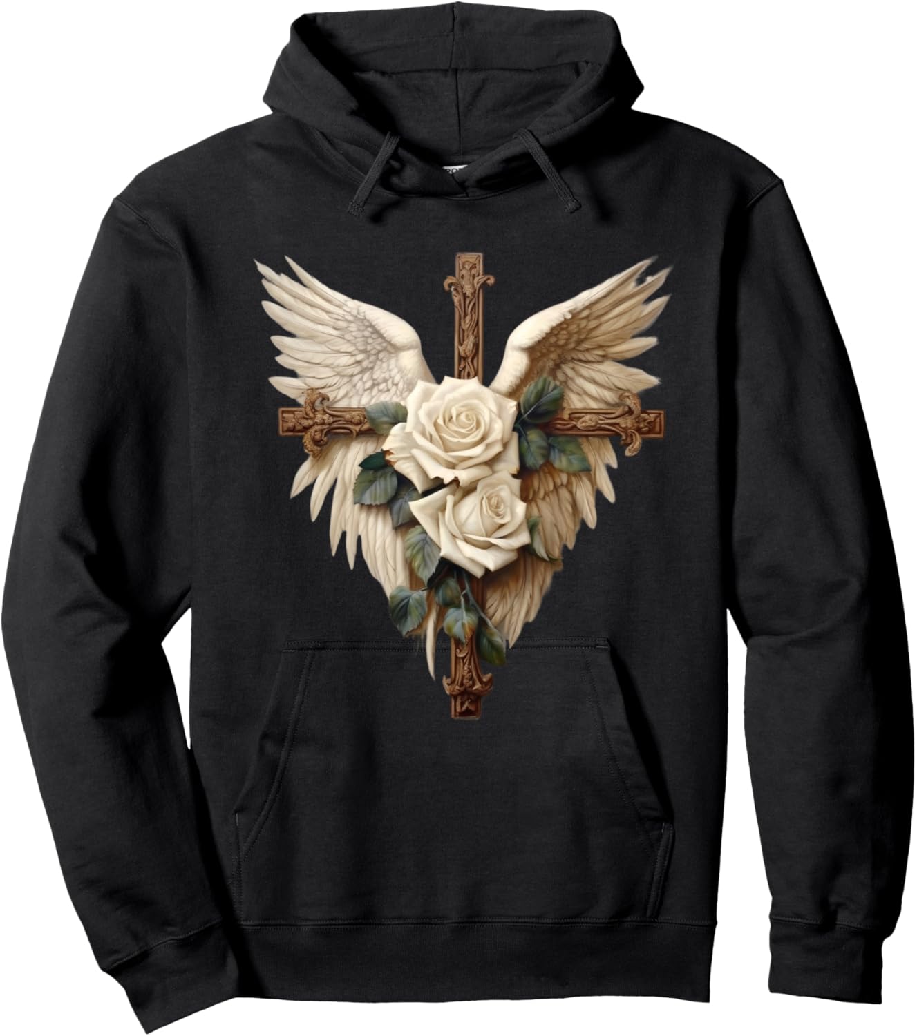 White Roses Christian Women Accessories For Mom Dove Wings Hoodie - Hoodie | Black