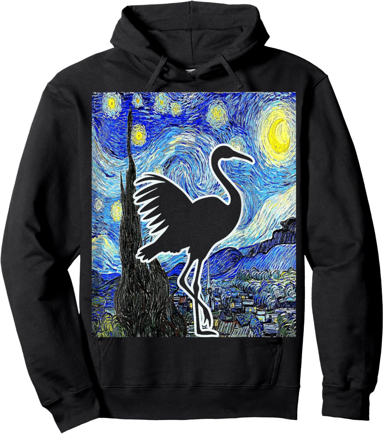 Sandhill Crane Starry Night Birdwatching Ornithology Hoodie - Hoodie | Black