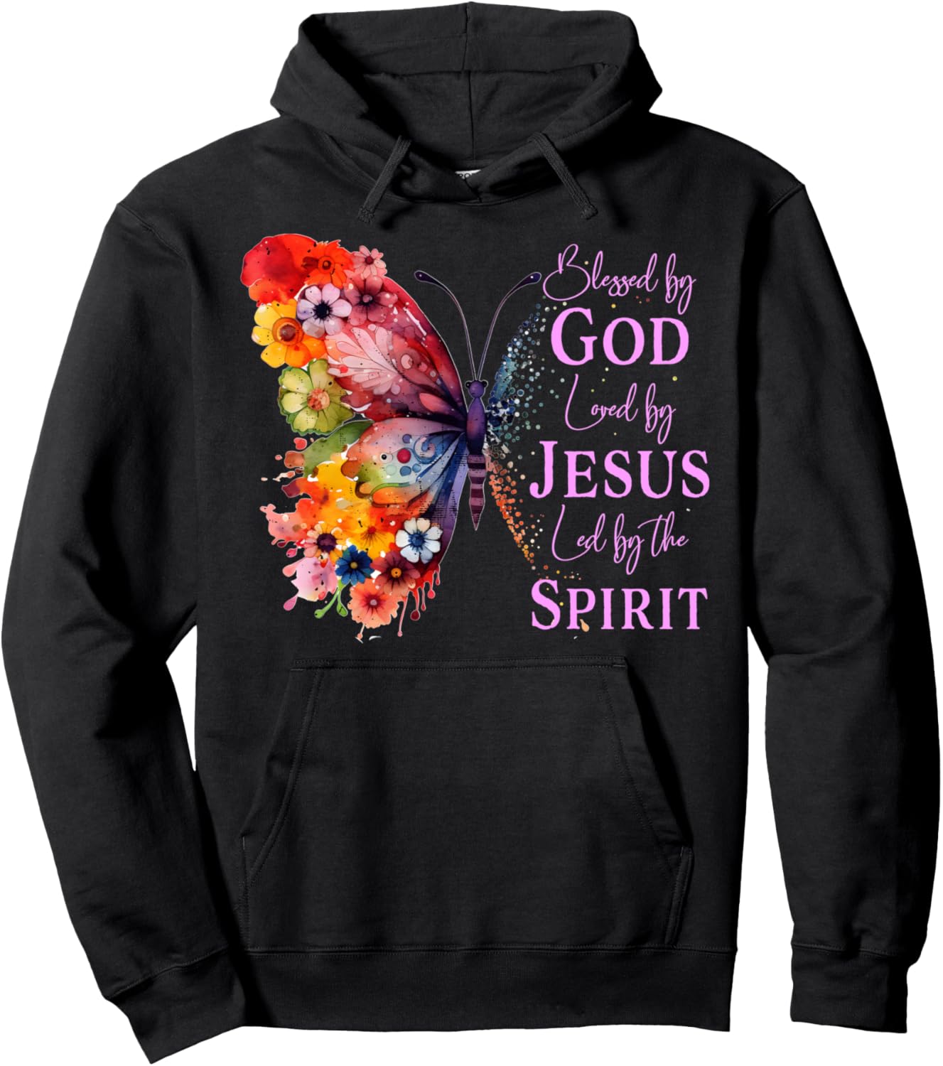 Blessed By God - Loved By Jesus Butterfly Hoodie - Hoodie | Black