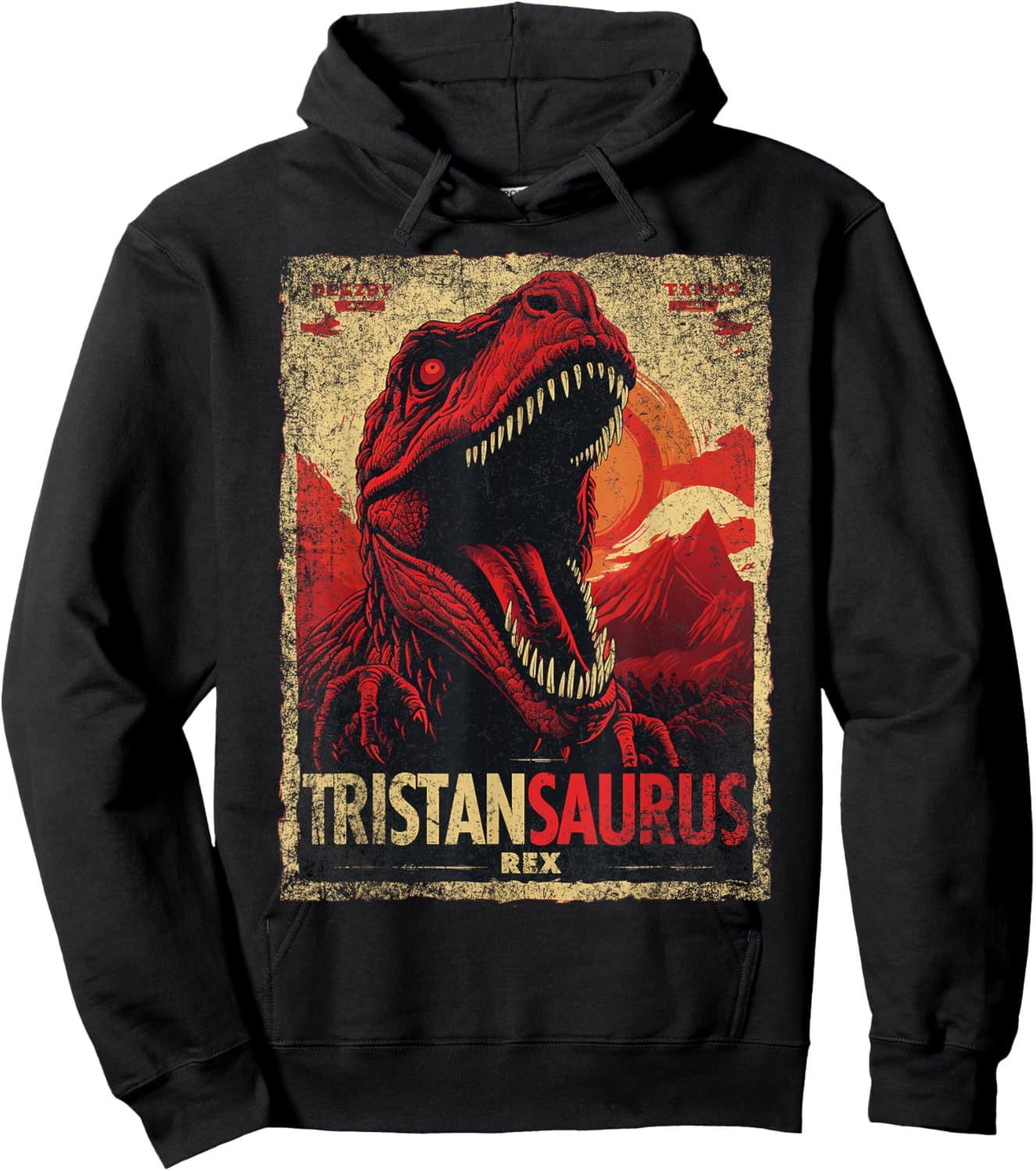 Tristan Saurus Funny Personalized Dinosaur T Rex Name Boy Hoodie - Hoodie | Black