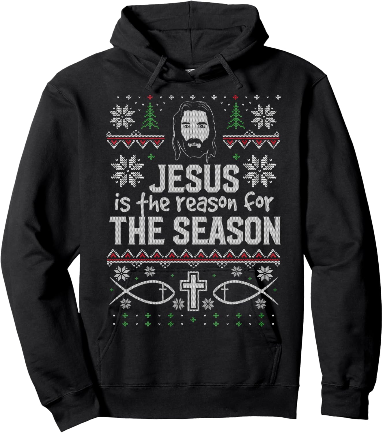 Jesus it the Reason for the Season Christian Christmas Ugly Hoodie - Hoodie | Black