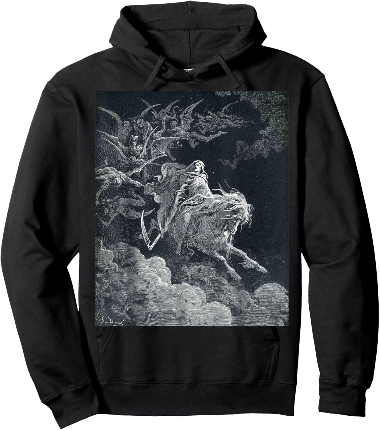 Gustave Dore The Vision of Death Print Hoodie - Hoodie | Black