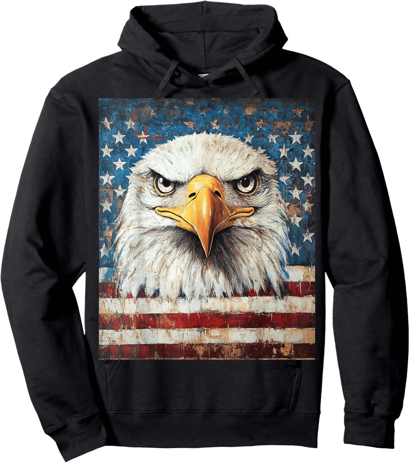 American Bald Eagle USA Flag Patriotic 4th of July Vintage Hoodie - Hoodie | Black