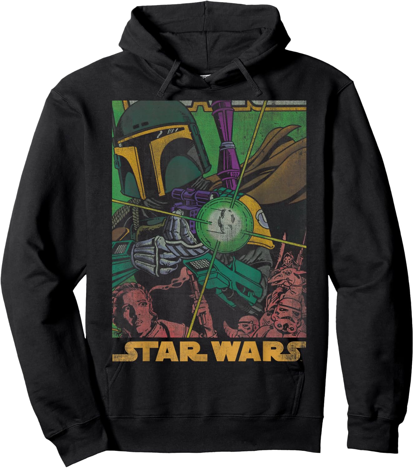 Star Wars Boba Fett Vintage Comic Book Hoodie - Hoodie | Black