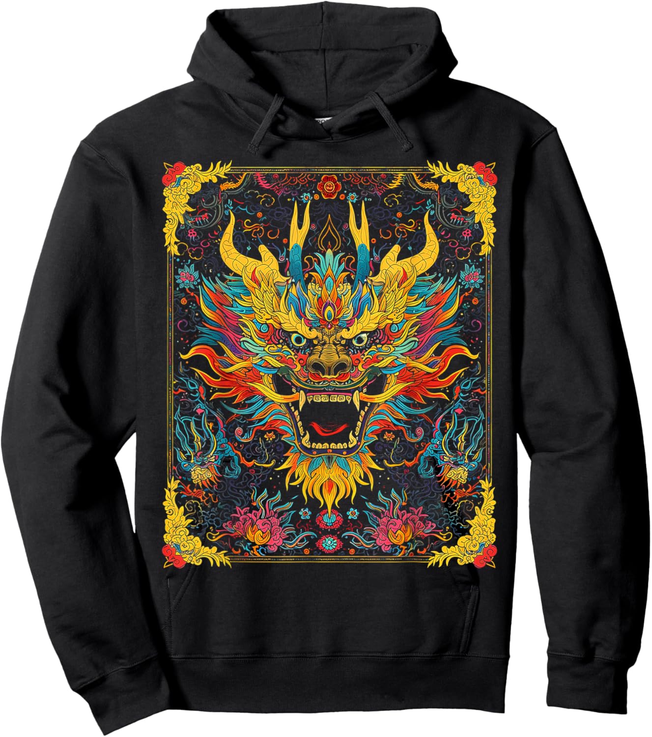 Dragon Artwork Colorful Animal Abstract Art Dragon Hoodie - Hoodie | Black