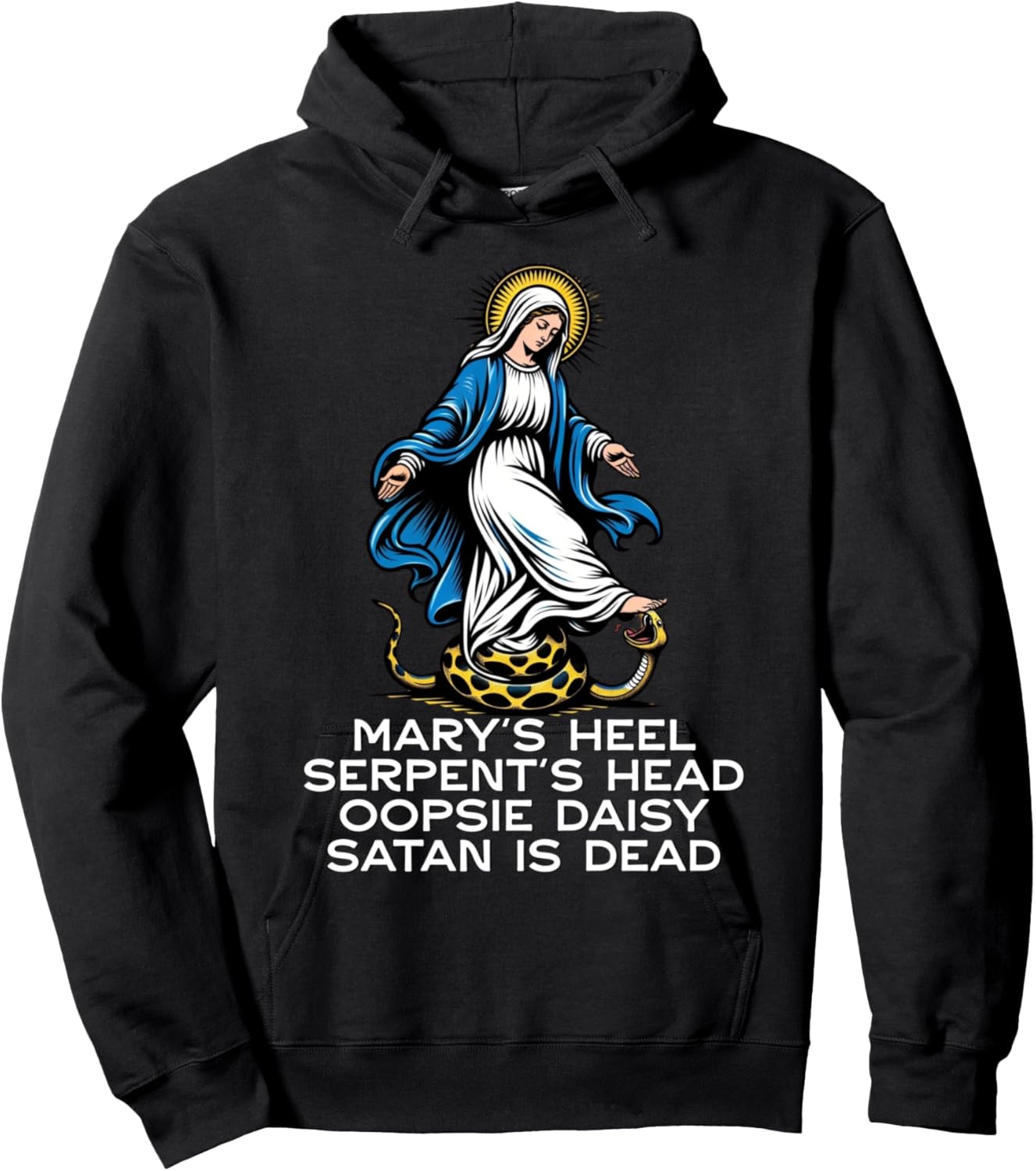 Hail Mary Tread On Our Lady Stomping Snake Marian Catholic Hoodie - Hoodie | Black