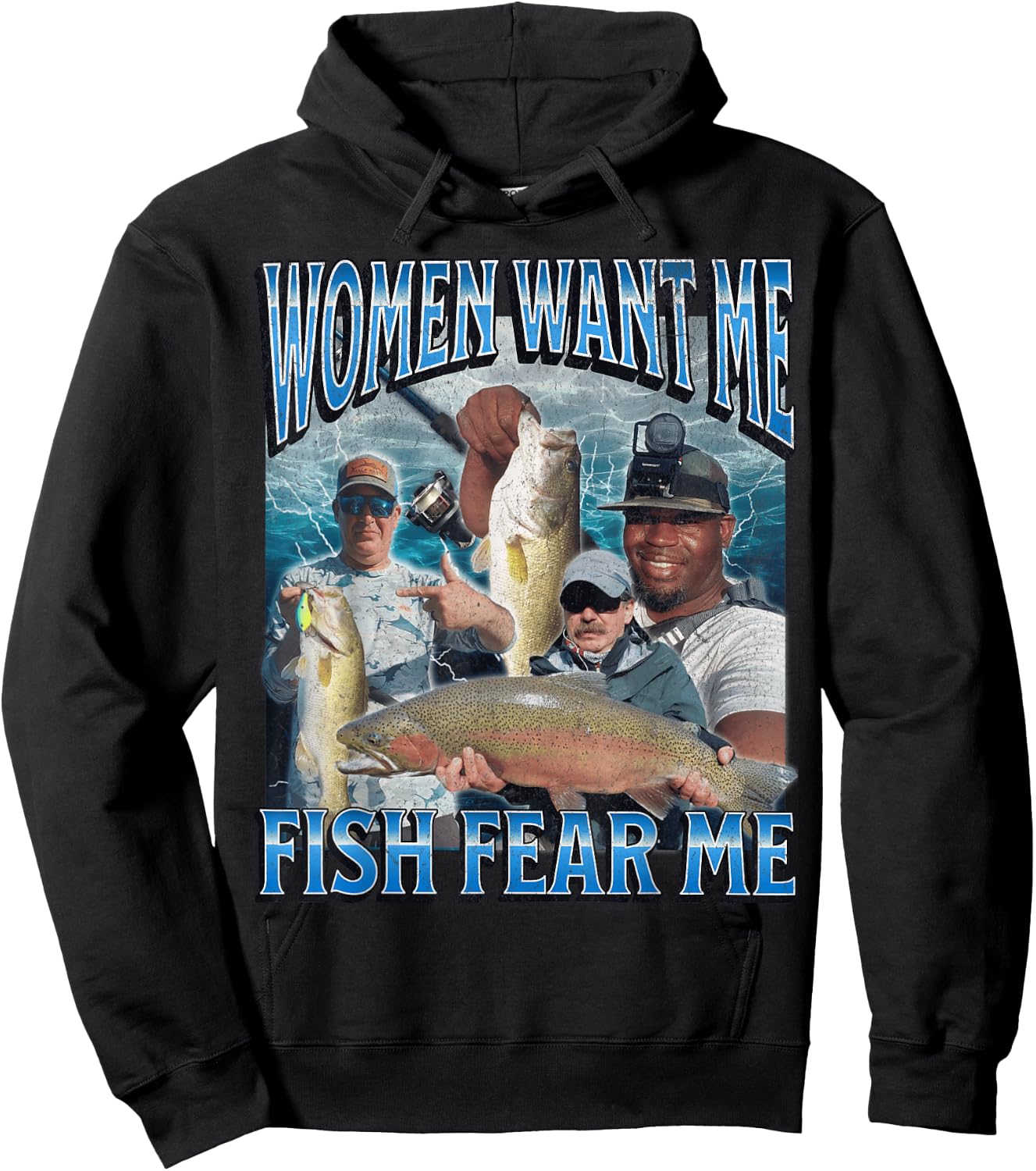 MildlyPerturbed Women's Fishing - Black, Small - Short Sleeve, Classic Fit - Funny Retro Graphic - Adults, Fishing Enthusiasts, Gift Shoppers Hoodie - Hoodie | Black