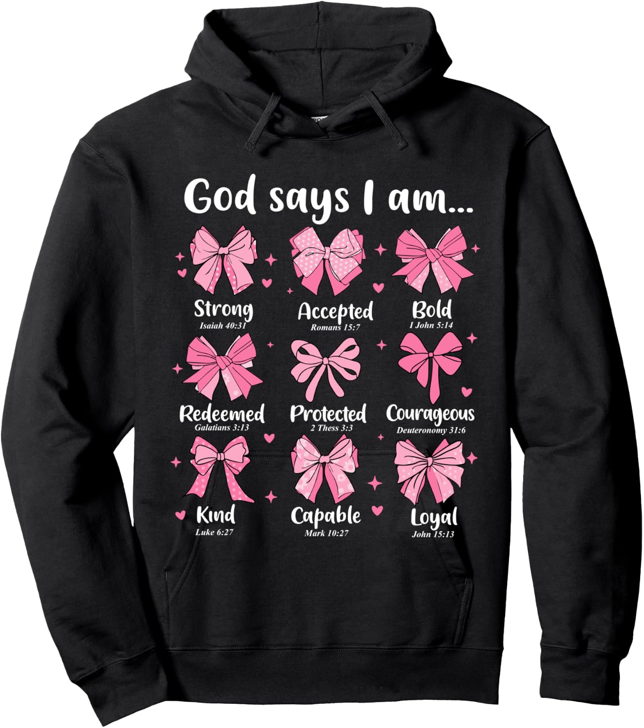 God Says I Am Coquette Bow Christian Jesus Coquette Bible Hoodie - Hoodie | Black