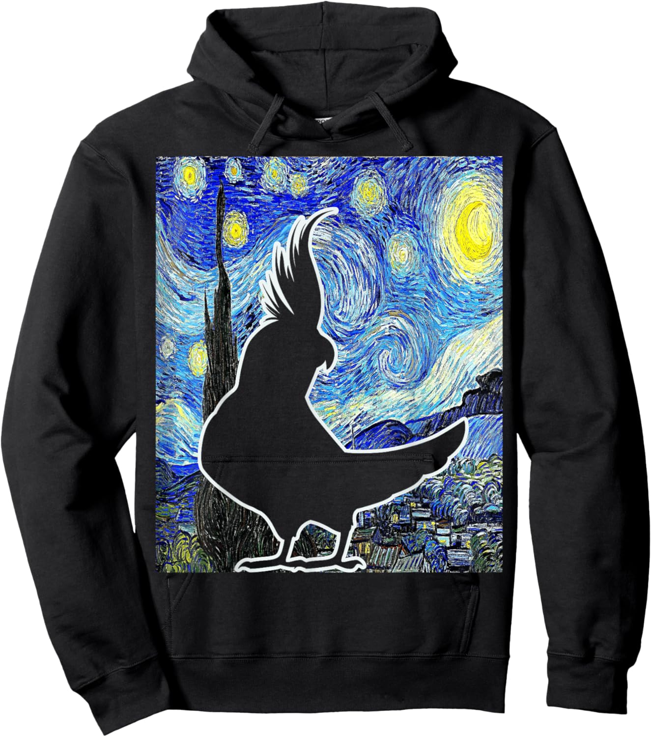 Cockatiel Starry Night Van Gogh Cockatiel Parrot Birding Hoodie - Hoodie | Black