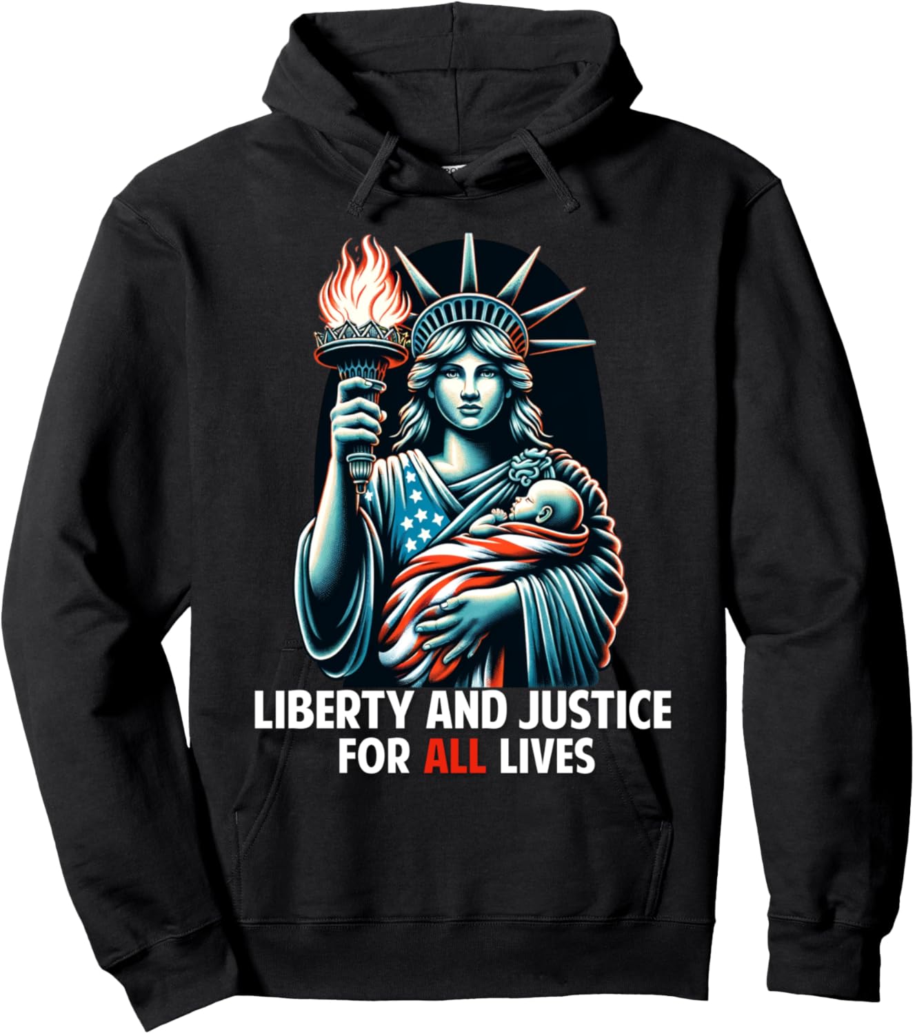 Patriotic American Unborn Lives Matter Pro-Life Catholic Hoodie - Hoodie | Black
