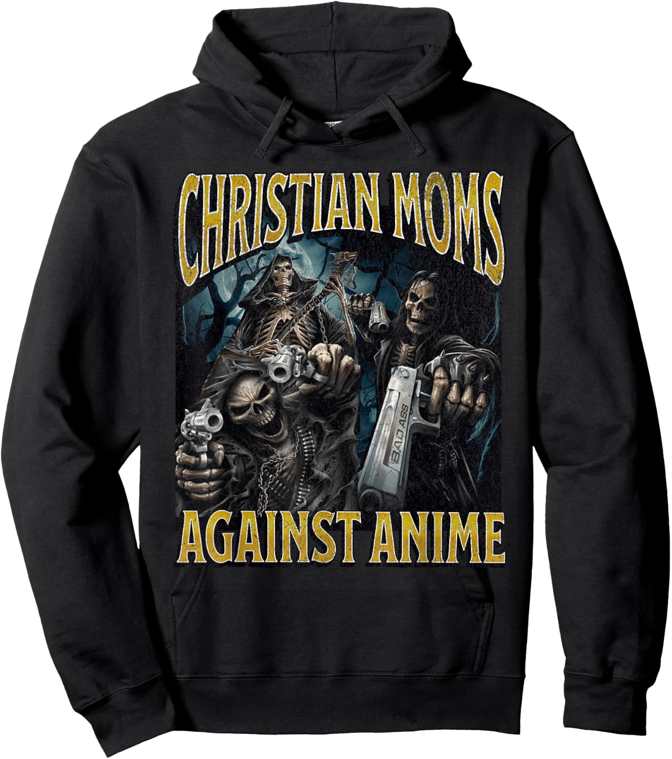 Christian Moms Against Anime Funny Hard Skeleton Meme Hoodie - Hoodie | Black