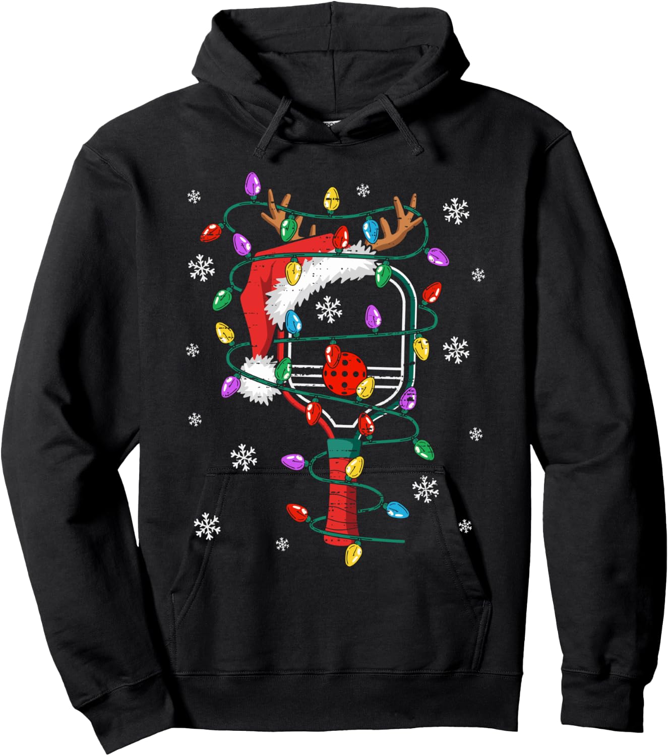 Christmas Pickleball Xmas Santa Sports Hat Kids Hoodie - Hoodie | Black