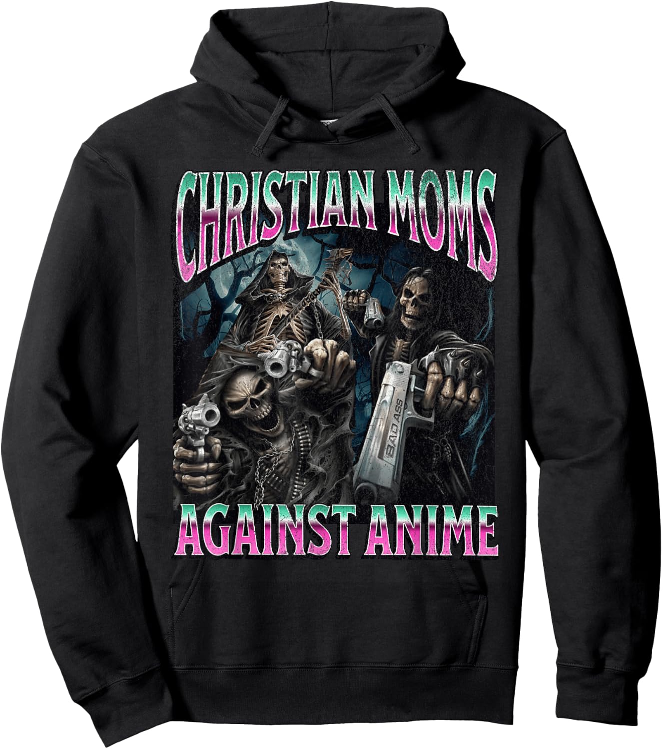 Christian Moms Against Anime Funny Hard Skeleton Meme Hoodie - Hoodie | Black
