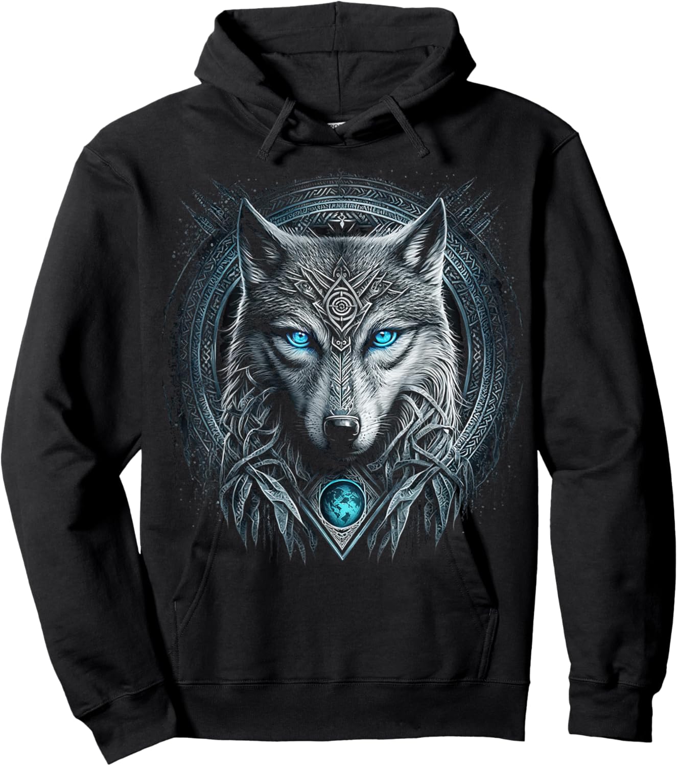 Odins Wolf Viking Norse Runes Nordmann Mythology Hoodie - Hoodie | Black
