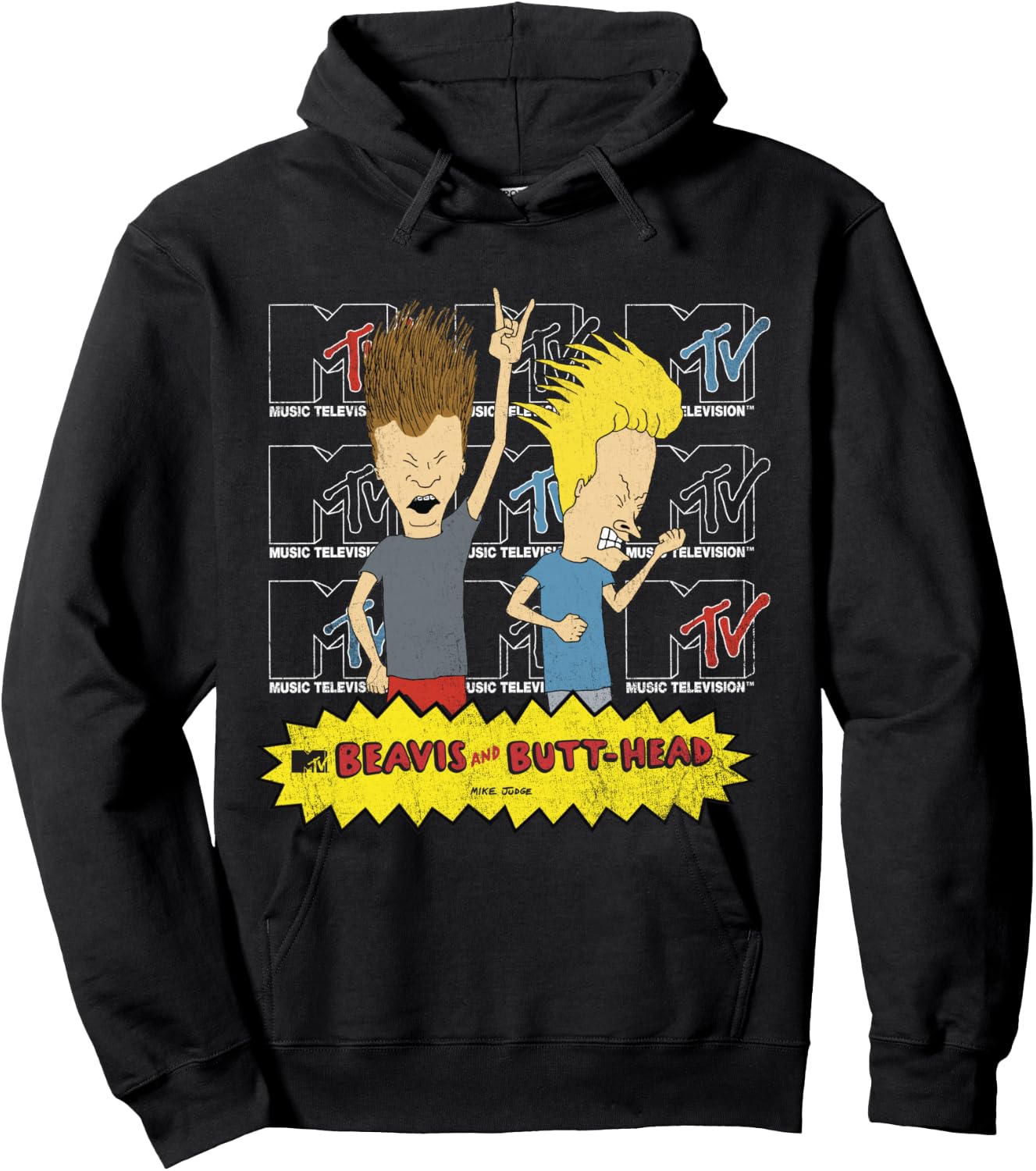 MTV Logo Stacked Beavis and Butt-Head Hoodie - Hoodie | Black