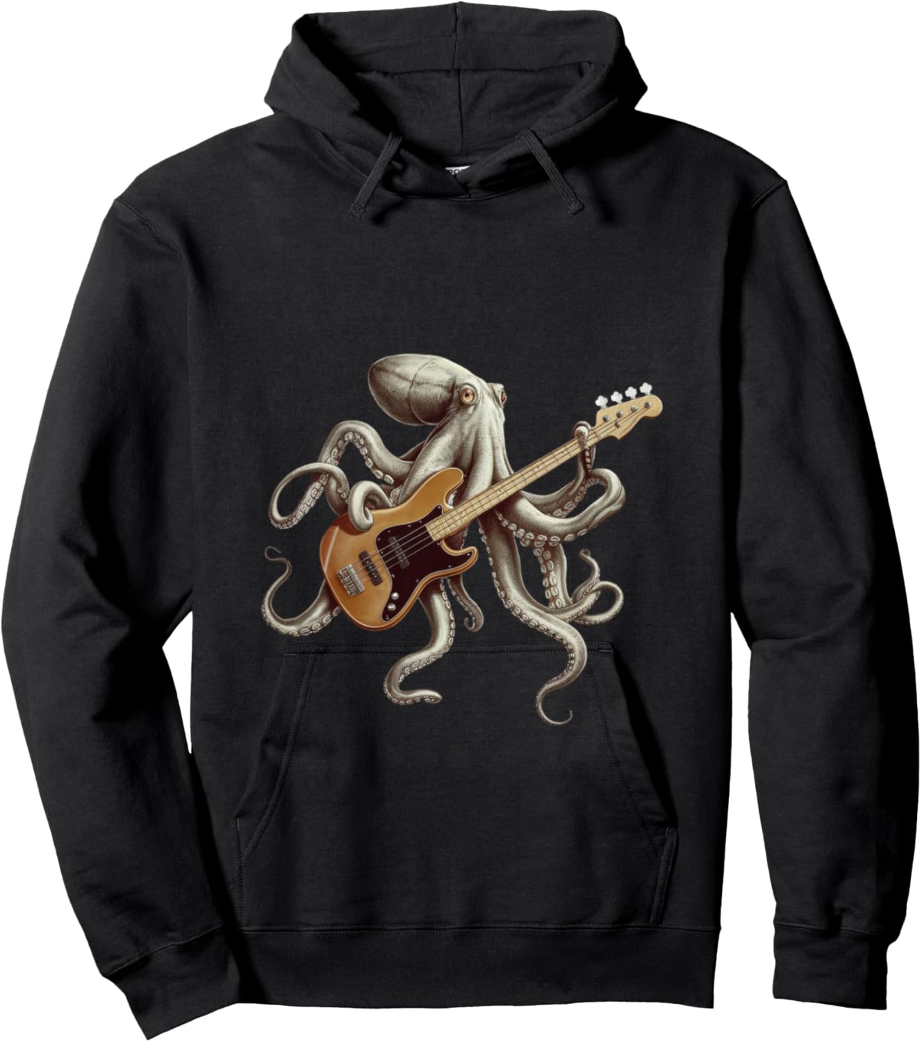Octopus Playing Bass Guitar Bassist Octopus Rock Music Hoodie - Hoodie | Black