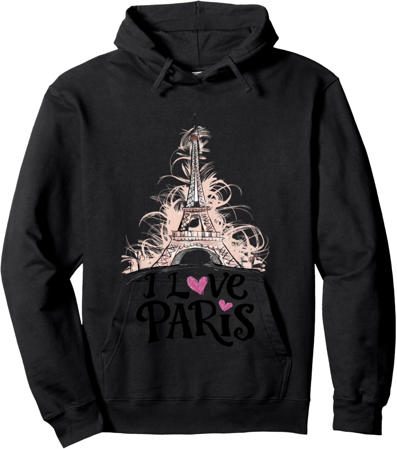 Eiffel Tower Paris Holiday France Souvenir Women Girls , grey, S Hoodie - Hoodie | Black