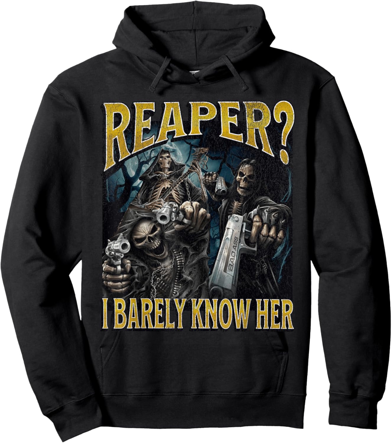 Reaper? Funny Hard Skeleton Meme Bootleg Hoodie - Hoodie | Black