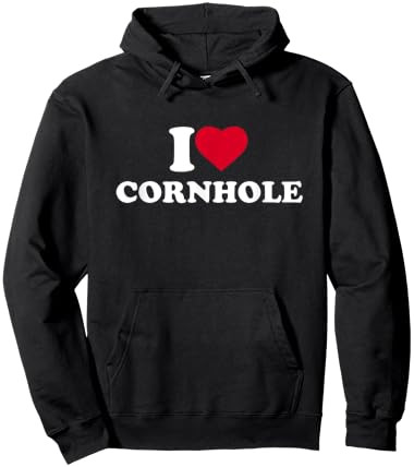 I Love Heart Cornhole Lover Player Corn Hole Hoodie - Hoodie | Black