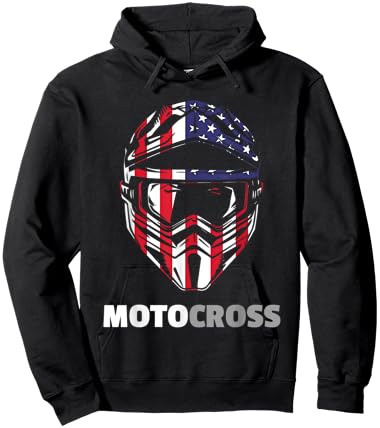US-Flag Motocross Helmet, Dirt Bike Rider Patriotic MX Racer Women Kids Men Hoodie - Hoodie | Black