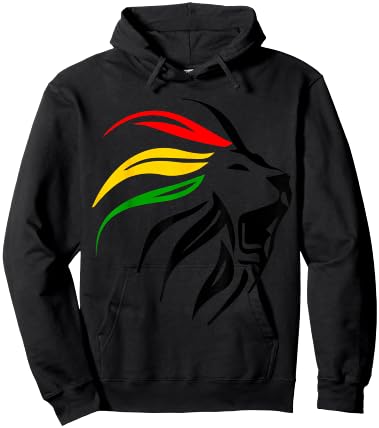 Lion Of Judah, Reggae Lion, Red Gold And Green Lion, Jah Hoodie - Hoodie | Black