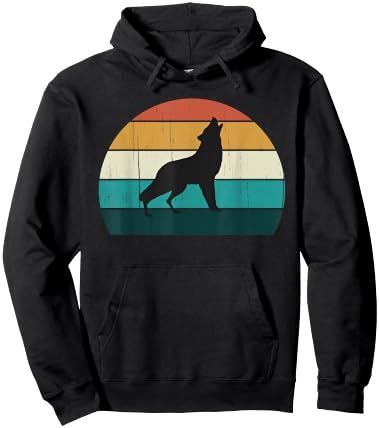 Cool Sunset Grey Wolf Howl - Retro / Vintage Wild Wolves Hoodie - Hoodie | Black